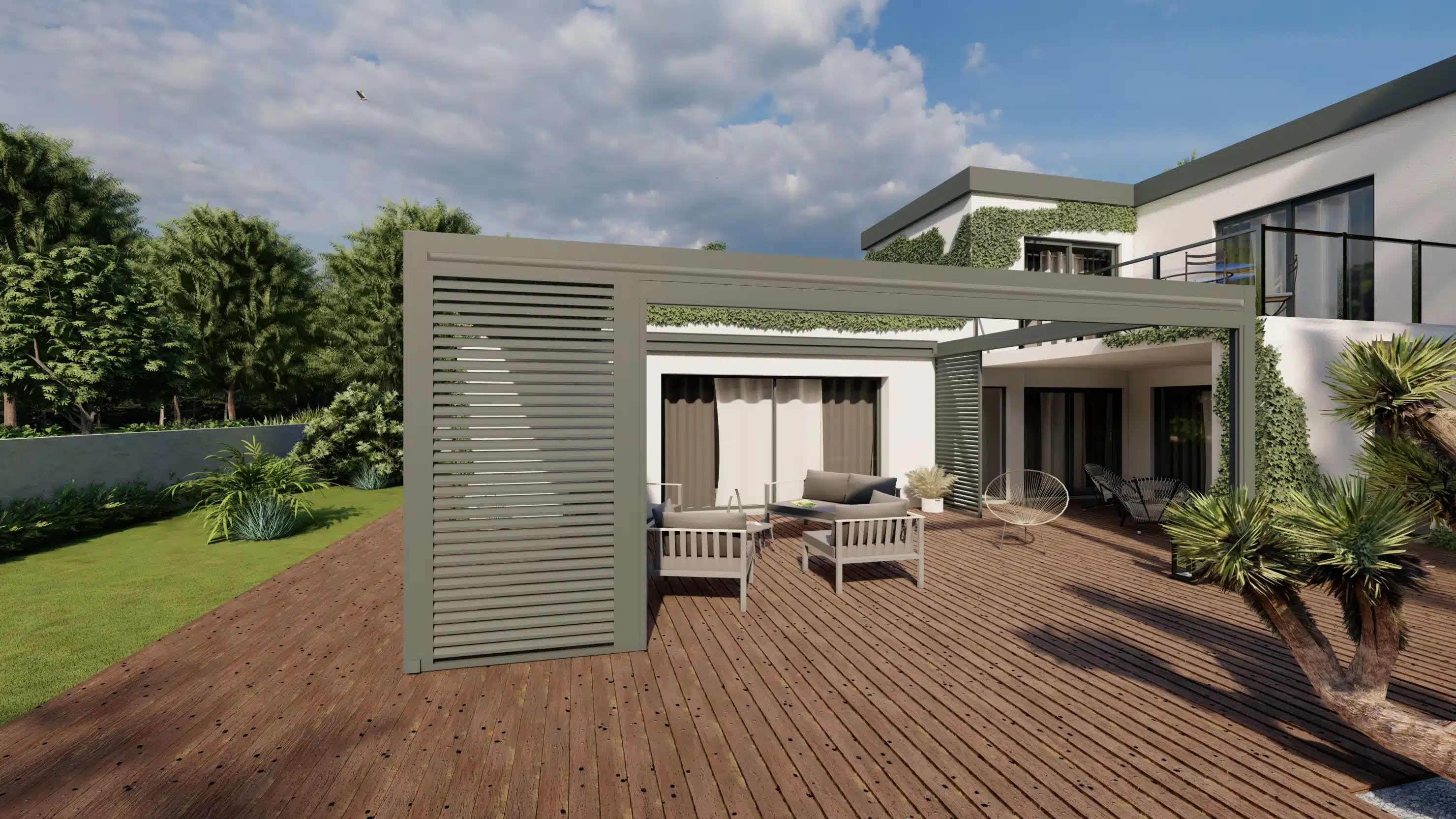 Pergola à toile rétractable à Riedisheim : aménagement terrasse Alsace