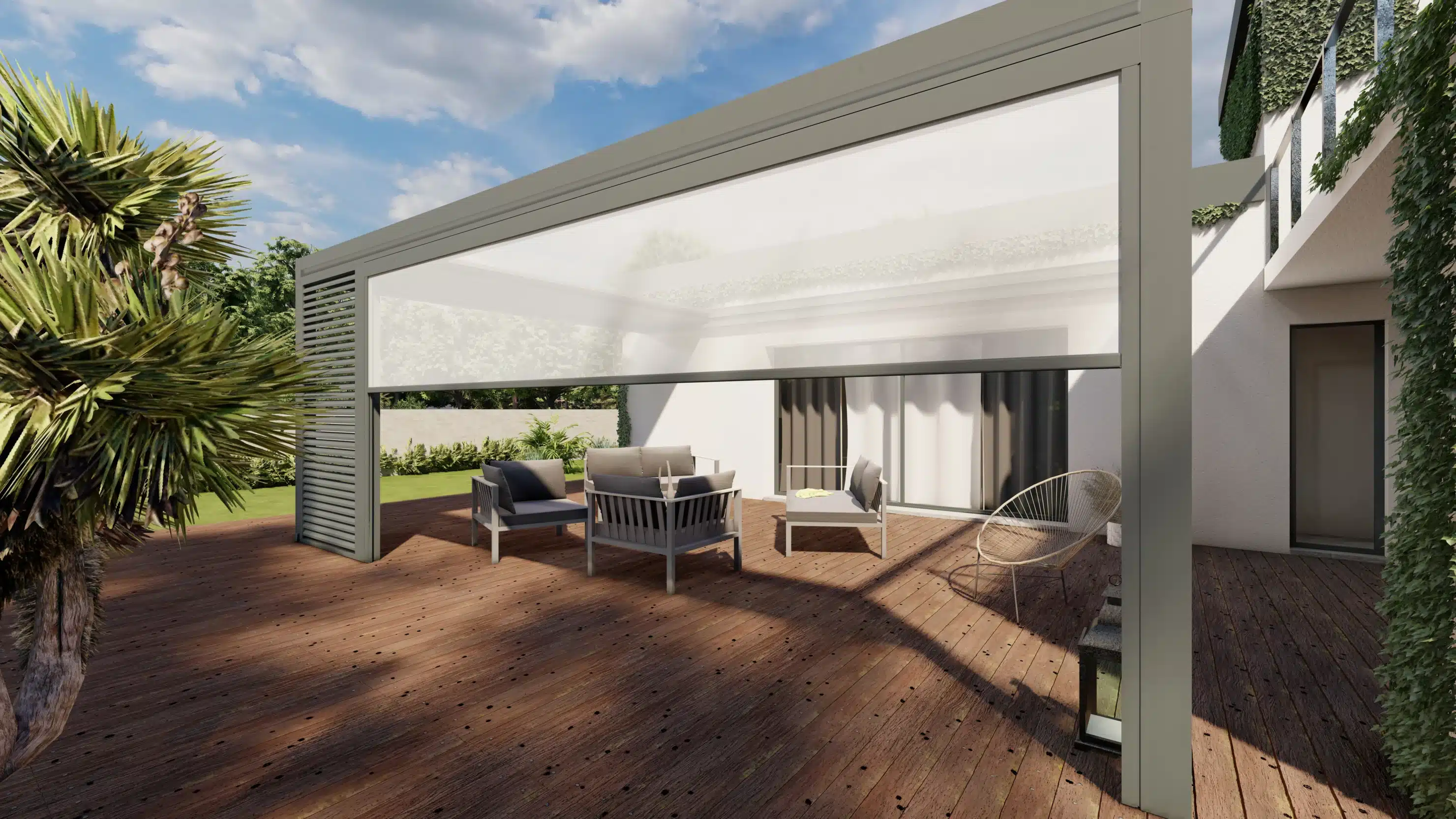 Pergola Sésame avec store et brise vue en Alsace