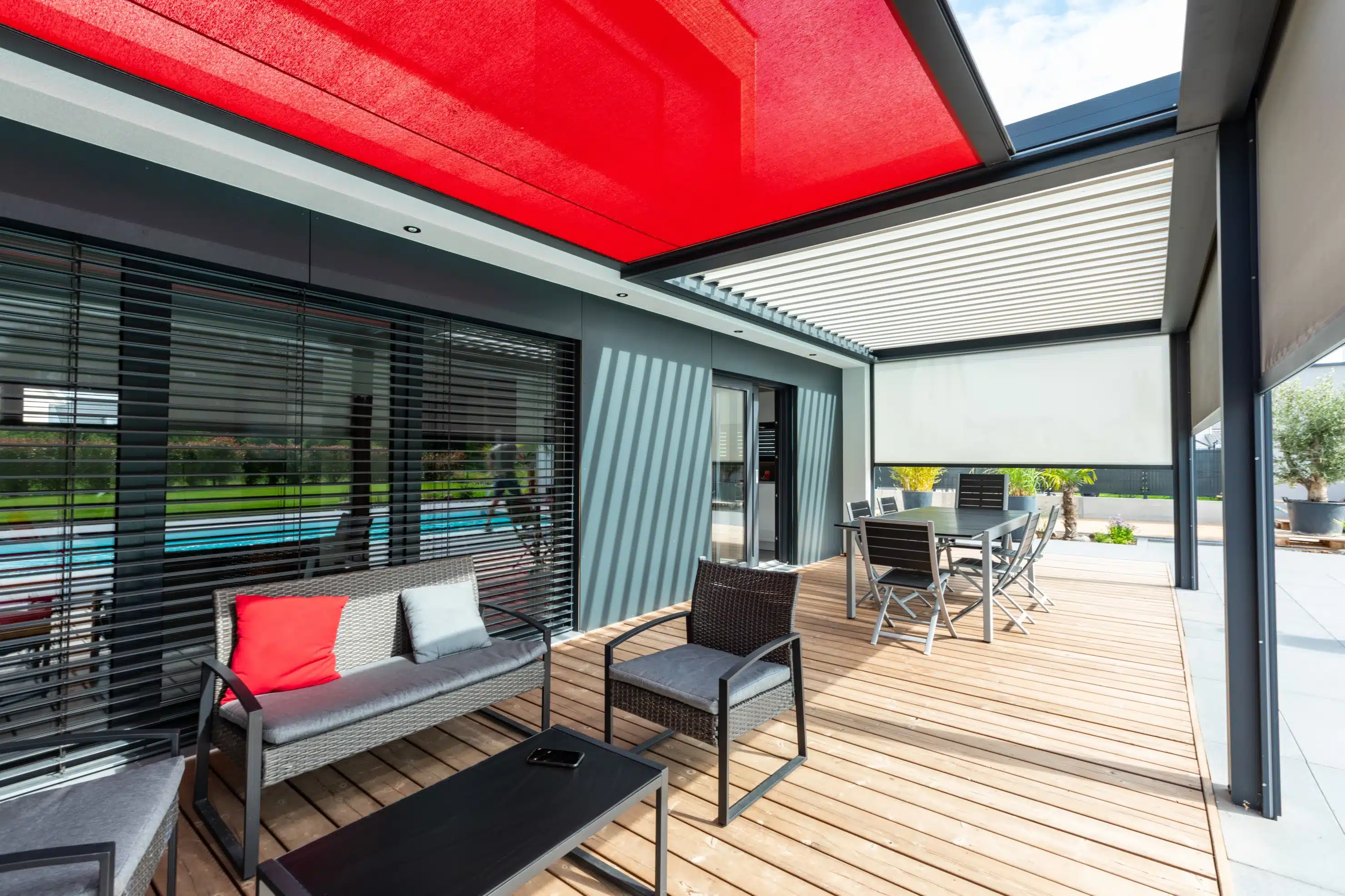 Verral pergola à lames et toile à Mulhouse Alsace