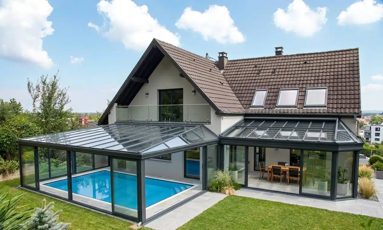 Verral véranda haute performance avec piscine intérieure à Habsheim Alsace